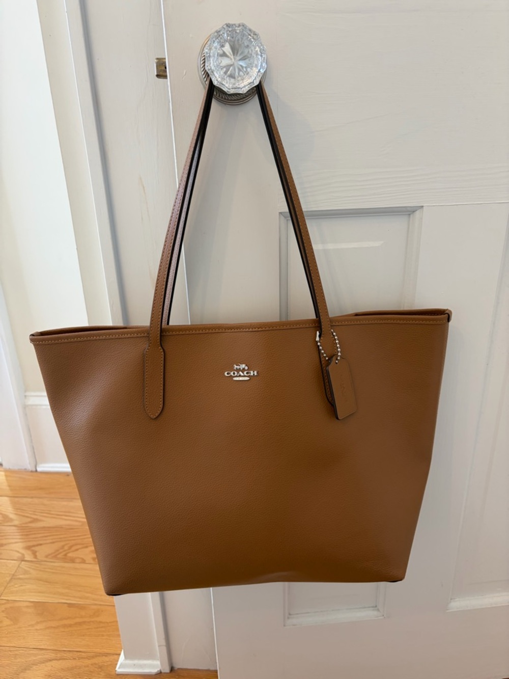 Coach Pebble Leather Tote in Saddle
